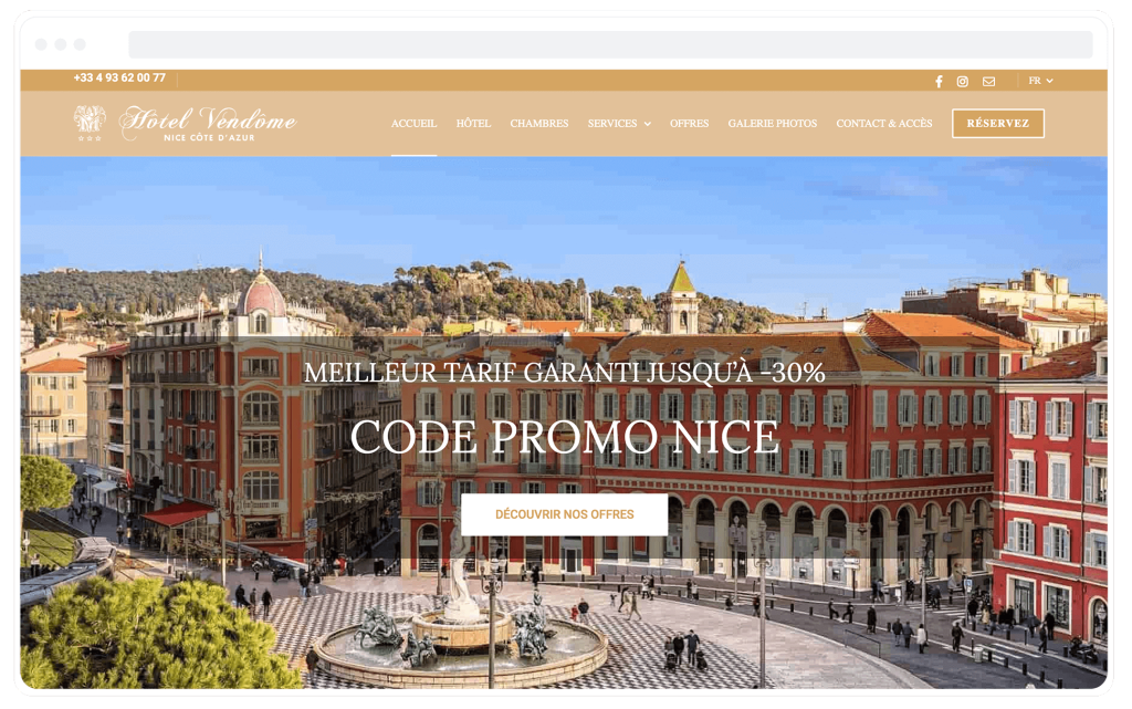 Hotel Vendome Nice - Création Site web Hotel - Mixit7 agence web paris